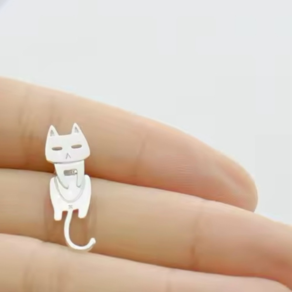 “Flat Cat” Silver Grumpy Kitten Whimsy Cartoon Full Body Curly Tail Ear Jackets - Picture 10 of 15